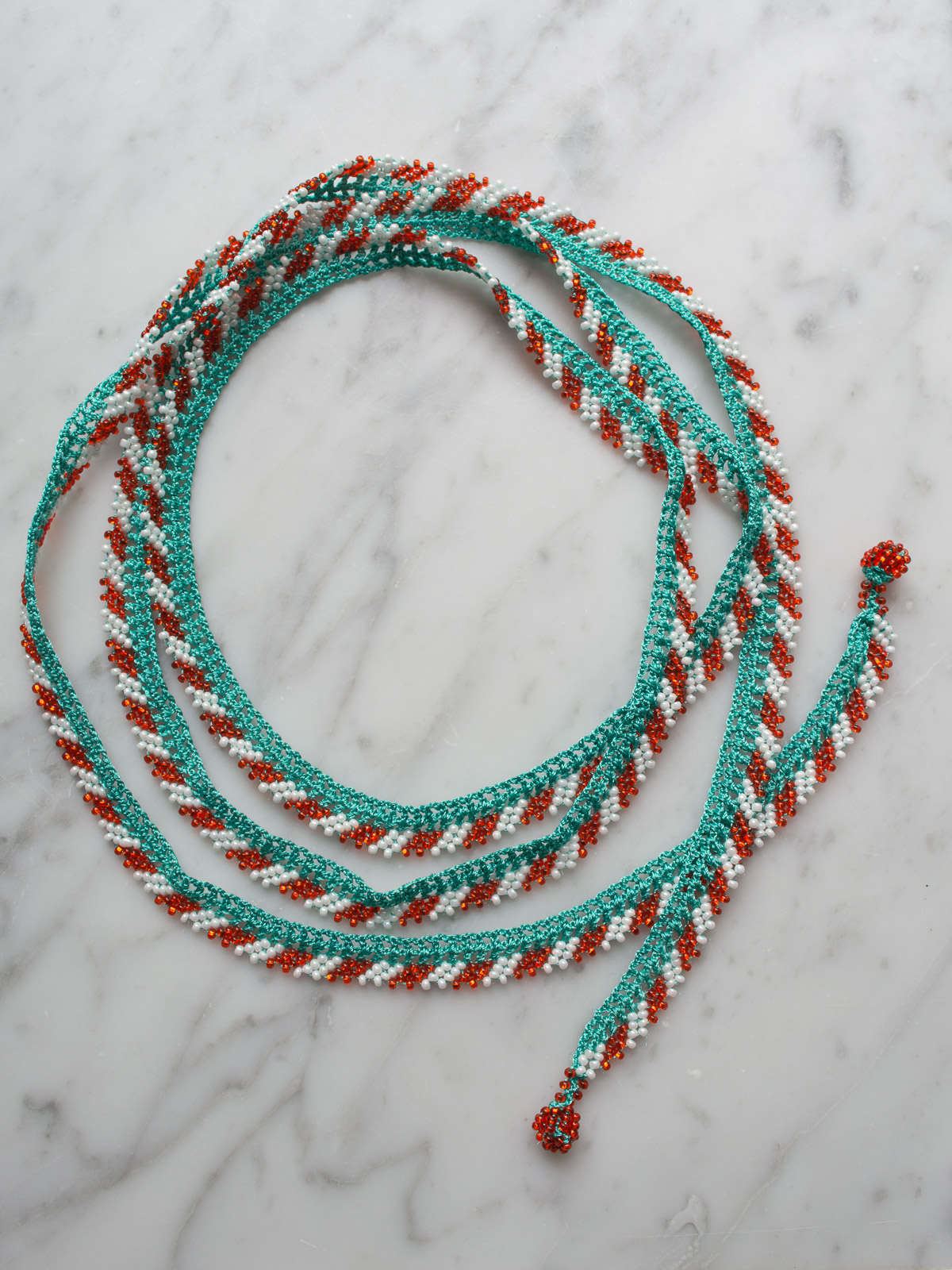 crocheted necklace Long Wrap Stripes